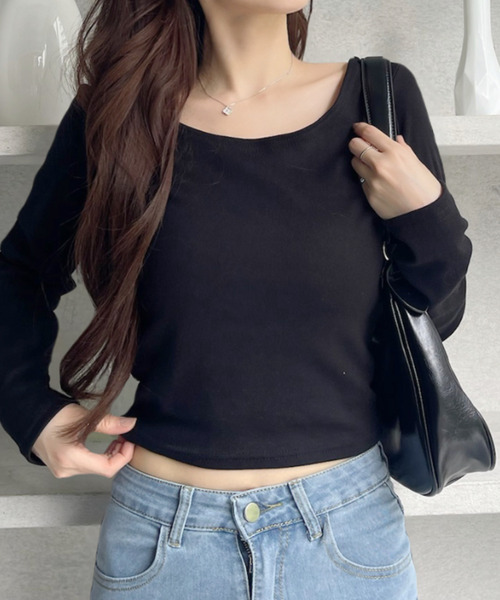 Ada.(エイダ)の「ディープネック シンプル 無地 カットソー 長袖(Tシャツ/カットソー・レディース・ホワイト/グレー/ブラック・FREE)」の21枚目の写真