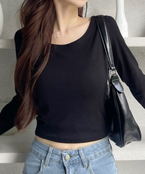 Ada.(エイダ)の「ディープネック シンプル 無地 カットソー 長袖(Tシャツ/カットソー・レディース・ホワイト/グレー/ブラック・FREE)」の20枚目の写真