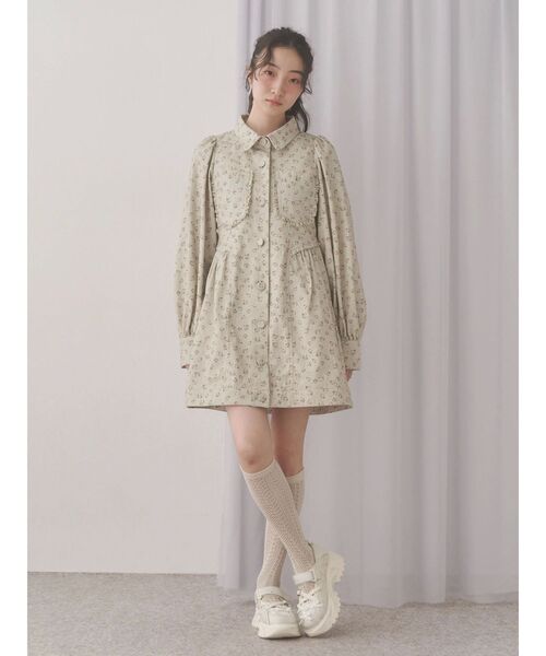 merry jenny(メリージェニー)の「flowerツイルパフミニワンピース(ワンピース・レディース・アイボリー/グリーン/オフホワイト・FREE)」の5枚目の写真