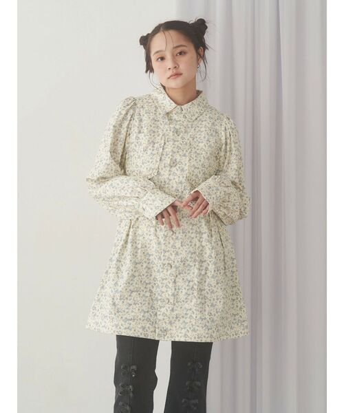 merry jenny(メリージェニー)の「flowerツイルパフミニワンピース(ワンピース・レディース・アイボリー/グリーン/オフホワイト・FREE)」の7枚目の写真