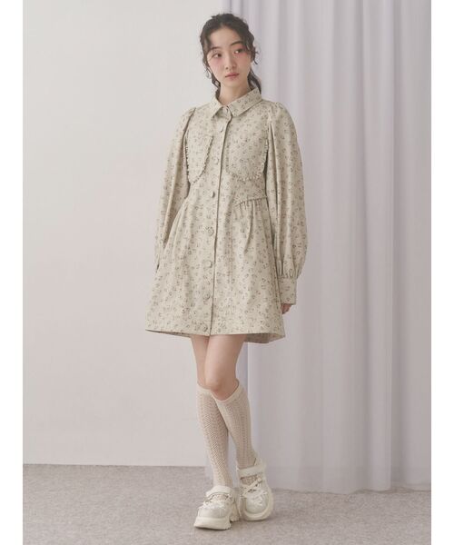 merry jenny(メリージェニー)の「flowerツイルパフミニワンピース(ワンピース・レディース・アイボリー/グリーン/オフホワイト・FREE)」の10枚目の写真