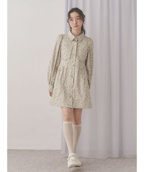 merry jenny(メリージェニー)の「flowerツイルパフミニワンピース(ワンピース・レディース・アイボリー/グリーン/オフホワイト・FREE)」の12枚目の写真