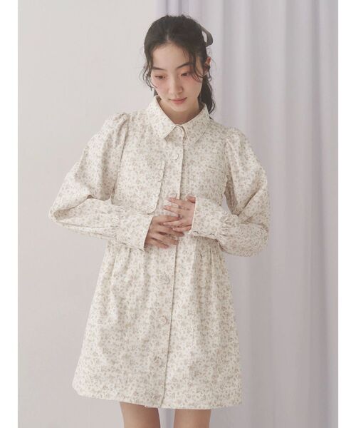 merry jenny(メリージェニー)の「flowerツイルパフミニワンピース(ワンピース・レディース・アイボリー/グリーン/オフホワイト・FREE)」の13枚目の写真