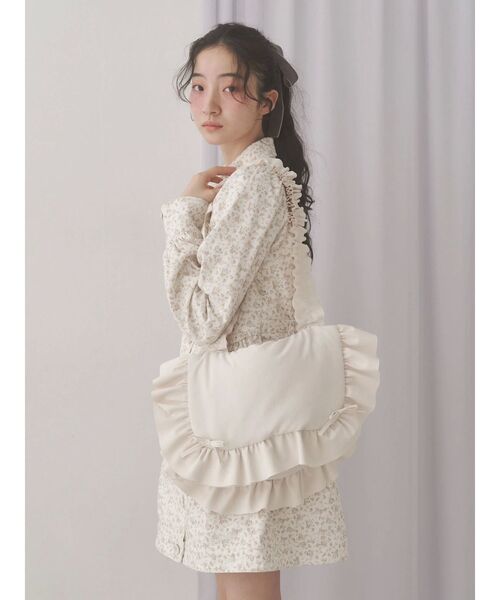 merry jenny(メリージェニー)の「flowerツイルパフミニワンピース(ワンピース・レディース・アイボリー/グリーン/オフホワイト・FREE)」の14枚目の写真