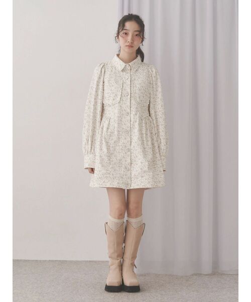 merry jenny(メリージェニー)の「flowerツイルパフミニワンピース(ワンピース・レディース・アイボリー/グリーン/オフホワイト・FREE)」の16枚目の写真