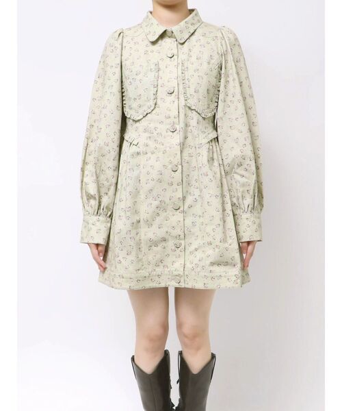 merry jenny(メリージェニー)の「flowerツイルパフミニワンピース(ワンピース・レディース・アイボリー/グリーン/オフホワイト・FREE)」の17枚目の写真