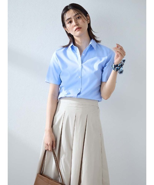 Perfect Suit FActory(パーフェクトスーツファクトリー)の「【接触冷感】シルク混シャツ ホワイト/サックス(シャツ/ブラウス・レディース・ホワイト/サックスブルー・M/L/S)」の6枚目の写真