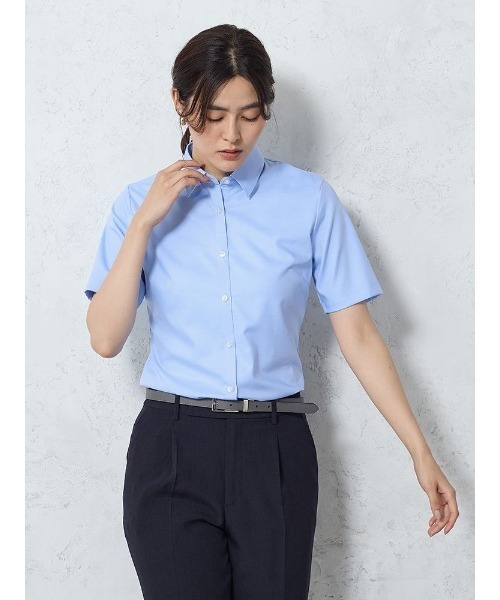 Perfect Suit FActory(パーフェクトスーツファクトリー)の「【接触冷感】シルク混シャツ ホワイト/サックス(シャツ/ブラウス・レディース・ホワイト/サックスブルー・M/L/S)」の7枚目の写真