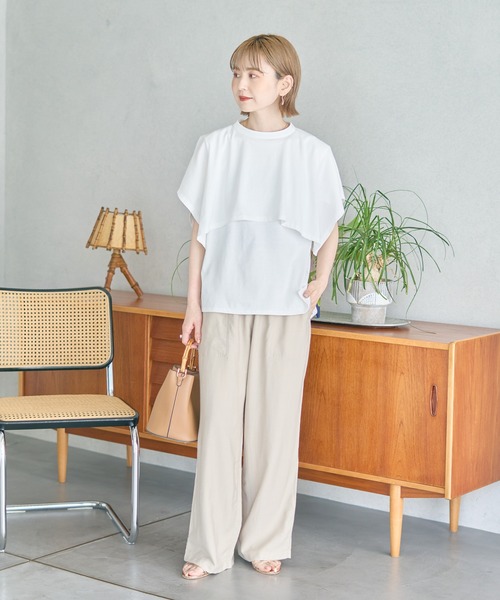 AMERICAN HOLIC(アメリカンホリック)の「【WEB限定】3WAYケープセットプルオーバー(Tシャツ/カットソー・レディース・アイボリー/グレイッシュベージュ・FREE)」の5枚目の写真