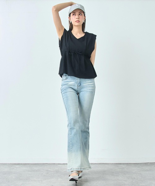 ANAP（アナップ）の「ノースリーブ Vネック ブラウス（シャツ/ブラウス・レディース・ホワイト/ブラック/ミント・FREE）」の12枚目の写真