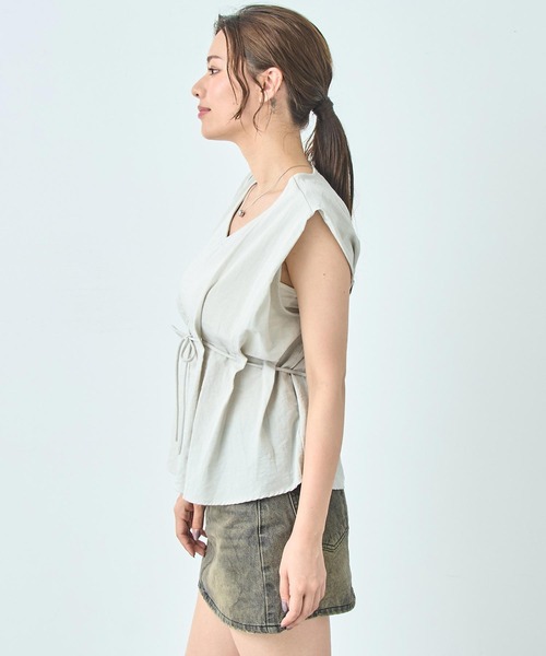 ANAP（アナップ）の「ノースリーブ Vネック ブラウス（シャツ/ブラウス・レディース・ホワイト/ブラック/ミント・FREE）」の14枚目の写真