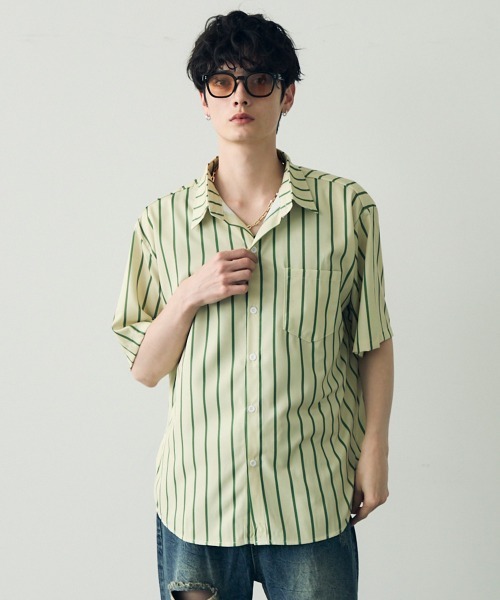 Shoowtime(ショウタイム)の「Striped pattern short sleeve shirt / ストライプパターンショートスリーブシャツ(シャツ/ブラウス・メンズ・ブラウン/グリーン/イエロー/パープル系・MEDIUM/LARGE/X-LARGE)」の22枚目の写真