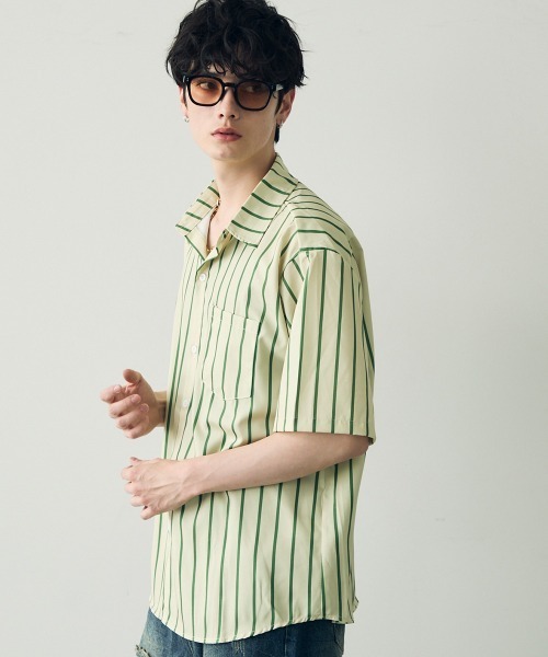Shoowtime(ショウタイム)の「Striped pattern short sleeve shirt / ストライプパターンショートスリーブシャツ(シャツ/ブラウス・メンズ・ブラウン/グリーン/イエロー/パープル系・MEDIUM/LARGE/X-LARGE)」の14枚目の写真