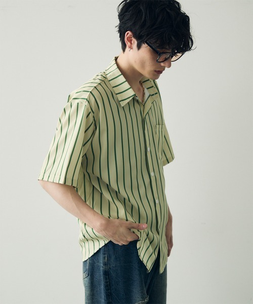 Shoowtime(ショウタイム)の「Striped pattern short sleeve shirt / ストライプパターンショートスリーブシャツ(シャツ/ブラウス・メンズ・ブラウン/グリーン/イエロー/パープル系・MEDIUM/LARGE/X-LARGE)」の15枚目の写真