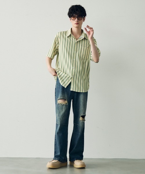 Shoowtime(ショウタイム)の「Striped pattern short sleeve shirt / ストライプパターンショートスリーブシャツ(シャツ/ブラウス・メンズ・ブラウン/グリーン/イエロー/パープル系・MEDIUM/LARGE/X-LARGE)」の11枚目の写真