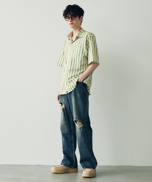 Shoowtime(ショウタイム)の「Striped pattern short sleeve shirt / ストライプパターンショートスリーブシャツ(シャツ/ブラウス・メンズ・ブラウン/グリーン/イエロー/パープル系・MEDIUM/LARGE/X-LARGE)」の12枚目の写真