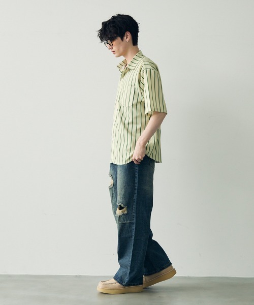 Shoowtime(ショウタイム)の「Striped pattern short sleeve shirt / ストライプパターンショートスリーブシャツ(シャツ/ブラウス・メンズ・ブラウン/グリーン/イエロー/パープル系・MEDIUM/LARGE/X-LARGE)」の13枚目の写真