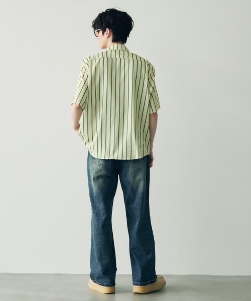 Shoowtime(ショウタイム)の「Striped pattern short sleeve shirt / ストライプパターンショートスリーブシャツ(シャツ/ブラウス・メンズ・ブラウン/グリーン/イエロー/パープル系・MEDIUM/LARGE/X-LARGE)」の6枚目の写真