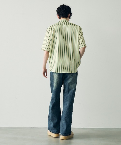 Shoowtime(ショウタイム)の「Striped pattern short sleeve shirt / ストライプパターンショートスリーブシャツ(シャツ/ブラウス・メンズ・ブラウン/グリーン/イエロー/パープル系・MEDIUM/LARGE/X-LARGE)」の7枚目の写真