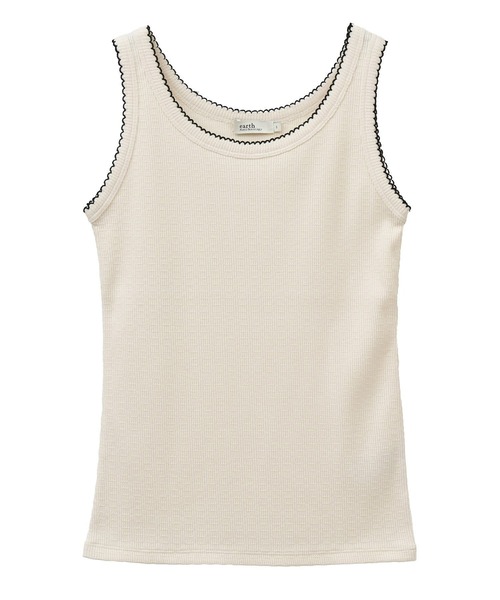 earth music&ecology（アースミュージックアンドエコロジー）の「ピコトリミングタンクトップ（タンクトップ・レディース・アイボリー/ブラック/サックスブルー/その他7・S/M）」の13枚目の写真