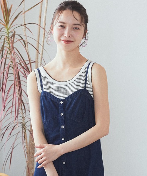 earth music&ecology（アースミュージックアンドエコロジー）の「ピコトリミングタンクトップ（タンクトップ・レディース・アイボリー/ブラック/サックスブルー/その他7・S/M）」の10枚目の写真