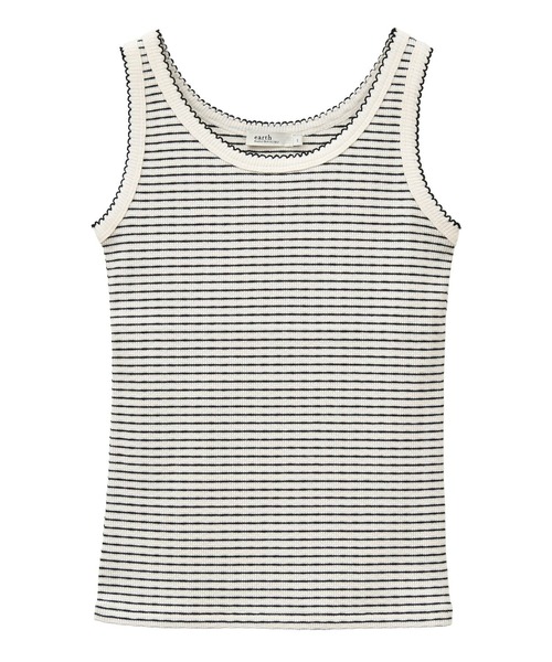 earth music&ecology（アースミュージックアンドエコロジー）の「ピコトリミングタンクトップ（タンクトップ・レディース・アイボリー/ブラック/サックスブルー/その他7・S/M）」の11枚目の写真