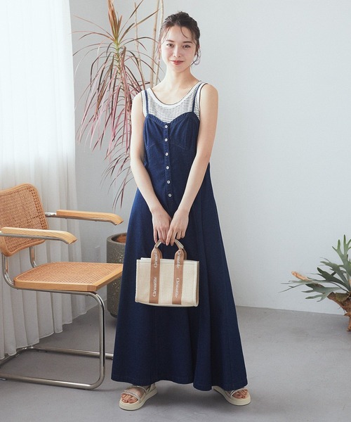 earth music&ecology（アースミュージックアンドエコロジー）の「ピコトリミングタンクトップ（タンクトップ・レディース・アイボリー/ブラック/サックスブルー/その他7・S/M）」の7枚目の写真