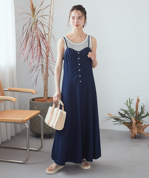 earth music&ecology（アースミュージックアンドエコロジー）の「ピコトリミングタンクトップ（タンクトップ・レディース・アイボリー/ブラック/サックスブルー/その他7・S/M）」の8枚目の写真