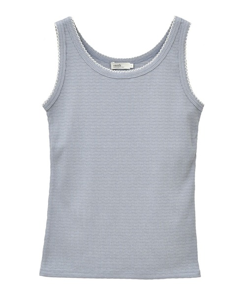 earth music&ecology（アースミュージックアンドエコロジー）の「ピコトリミングタンクトップ（タンクトップ・レディース・アイボリー/ブラック/サックスブルー/その他7・S/M）」の14枚目の写真