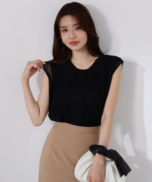 PROPORTION BODY DRESSING(プロポーションボディドレッシング)の「タック入りチュールトップス / 1215260607(Tシャツ/カットソー・レディース・ブラック/グレー/ホワイト系その他・FREE)」の2枚目の写真