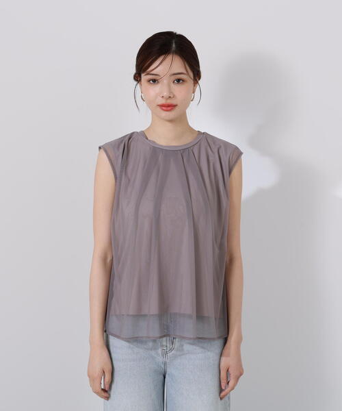 PROPORTION BODY DRESSING(プロポーションボディドレッシング)の「タック入りチュールトップス / 1215260607(Tシャツ/カットソー・レディース・ブラック/グレー/ホワイト系その他・FREE)」の7枚目の写真