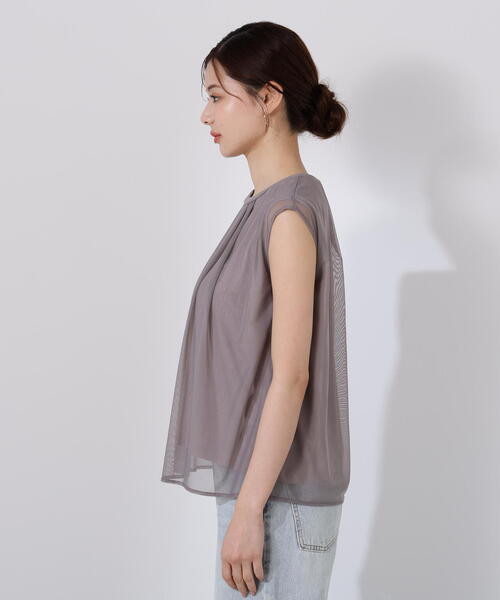 PROPORTION BODY DRESSING(プロポーションボディドレッシング)の「タック入りチュールトップス / 1215260607(Tシャツ/カットソー・レディース・ブラック/グレー/ホワイト系その他・FREE)」の6枚目の写真