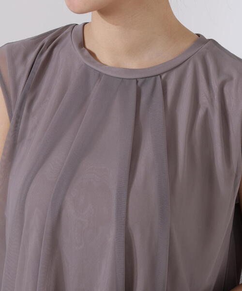 PROPORTION BODY DRESSING(プロポーションボディドレッシング)の「タック入りチュールトップス / 1215260607(Tシャツ/カットソー・レディース・ブラック/グレー/ホワイト系その他・FREE)」の4枚目の写真