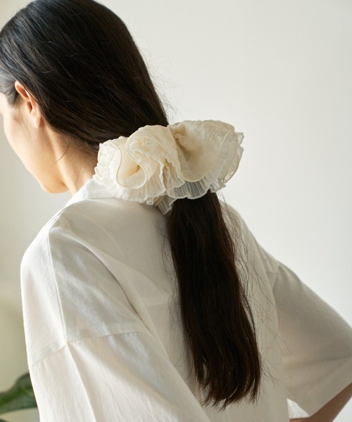 Libra Cue（リブラ キュー）の「プリーツレースシュシュ（シュシュ・レディース・アイボリー・FREE）」の9枚目の写真