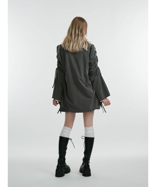 ギャザーリボンジャケットミニワンピース【セットアップ対応