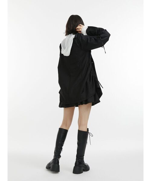 ギャザーリボンジャケットミニワンピース【セットアップ対応