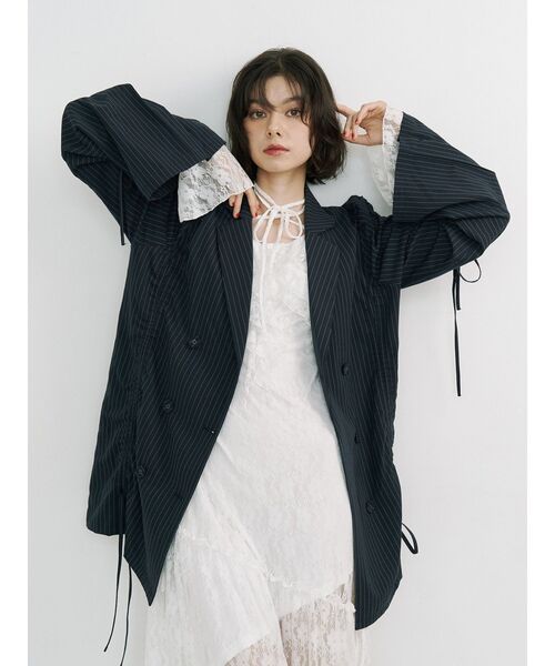 ギャザーリボンジャケットミニワンピース【セットアップ対応