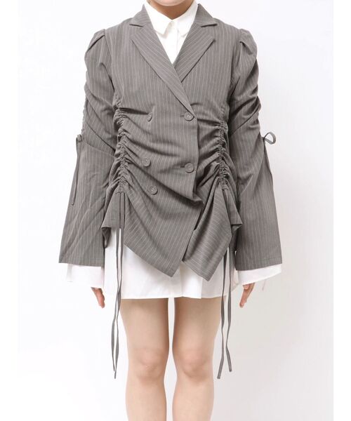 ギャザーリボンジャケットミニワンピース【セットアップ対応