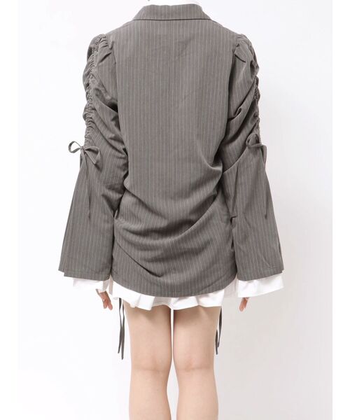 ギャザーリボンジャケットミニワンピース【セットアップ対応