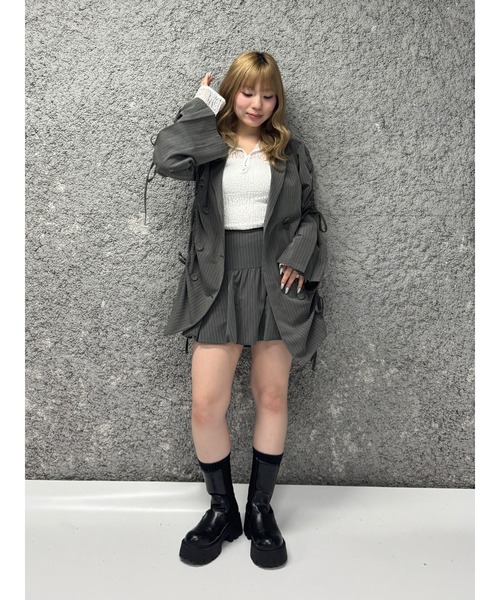 jouetie（ジュエティ）の「ギャザーリボンジャケットミニワンピース【セットアップ対応】（テーラードジャケット・レディース・ブラック/ネイビー/グレー・MEDIUM）」の9枚目の写真