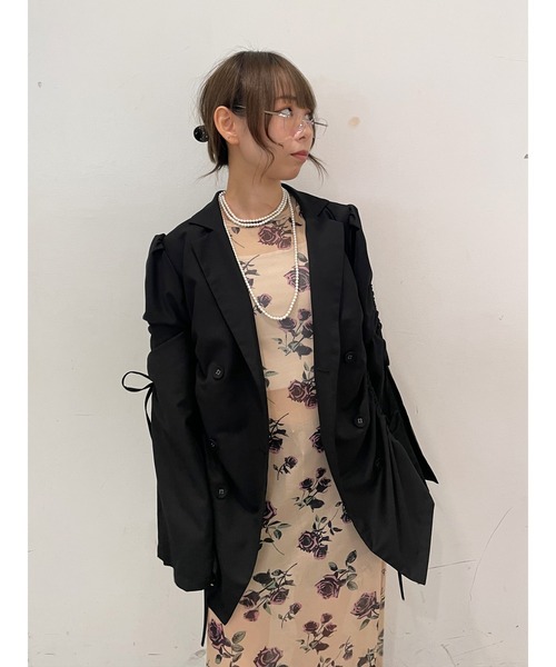 jouetie（ジュエティ）の「ギャザーリボンジャケットミニワンピース【セットアップ対応】（テーラードジャケット・レディース・ブラック/ネイビー/グレー・MEDIUM）」の16枚目の写真