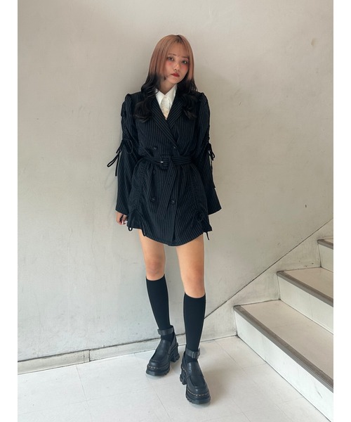 jouetie（ジュエティ）の「ギャザーリボンジャケットミニワンピース【セットアップ対応】（テーラードジャケット・レディース・ブラック/ネイビー/グレー・MEDIUM）」の20枚目の写真