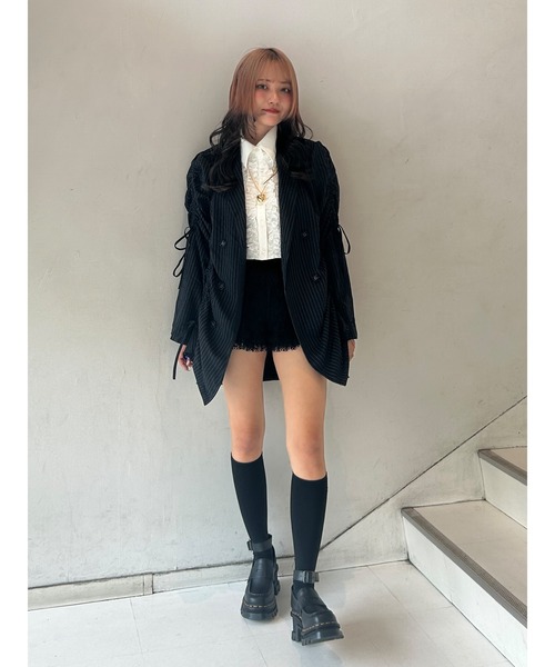 ギャザーリボンジャケットミニワンピース【セットアップ対応