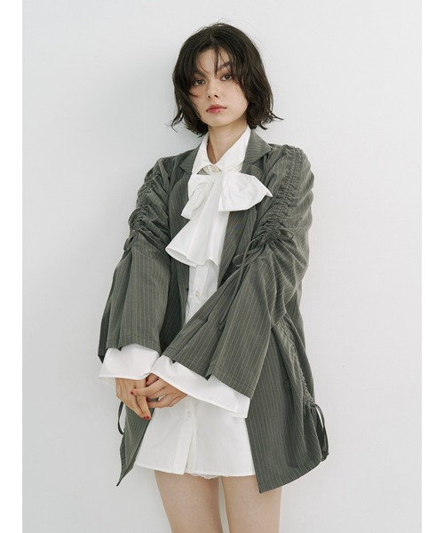 ギャザーリボンジャケットミニワンピース　jouetie ジュエティ ギャザーリボンジャケットミニワンピース【セットアップ対応