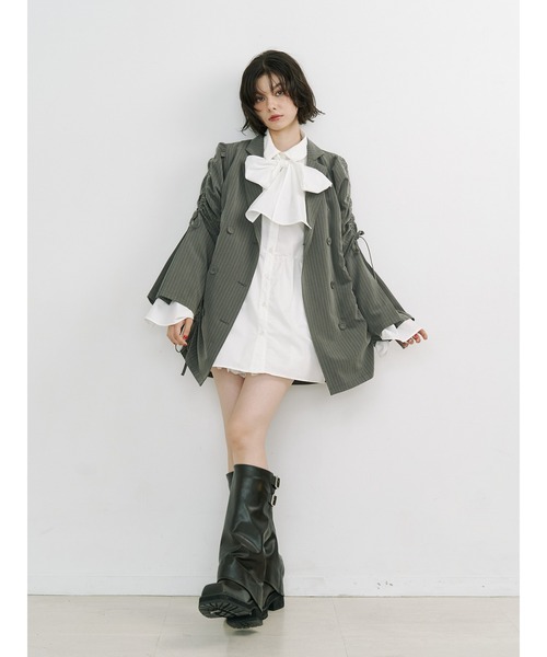 ギャザーリボンジャケットミニワンピース　jouetie ジュエティ ギャザーリボンジャケットミニワンピース【セットアップ対応