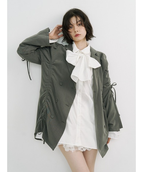 jouetie（ジュエティ）の「ギャザーリボンジャケットミニワンピース【セットアップ対応】（テーラードジャケット・レディース・ブラック/ネイビー/グレー・MEDIUM）」の19枚目の写真