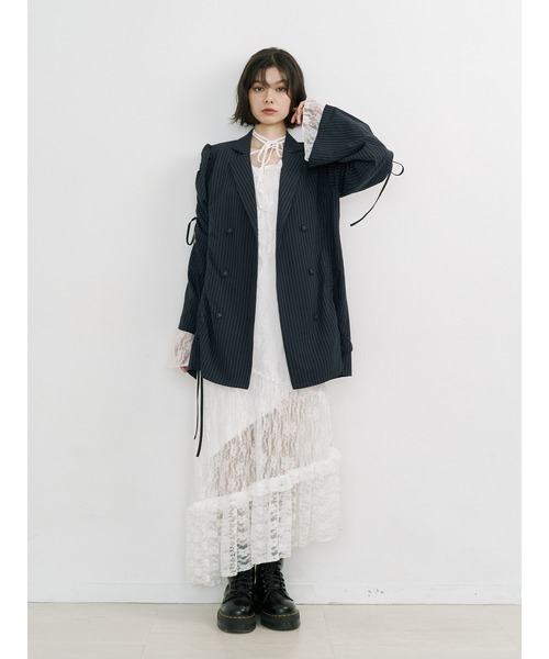 ギャザーリボンジャケットミニワンピース【セットアップ対応