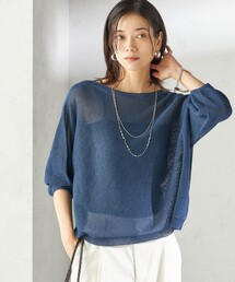 〈手洗い可能〉ペーパー パフ スリーブ 半袖 ニット