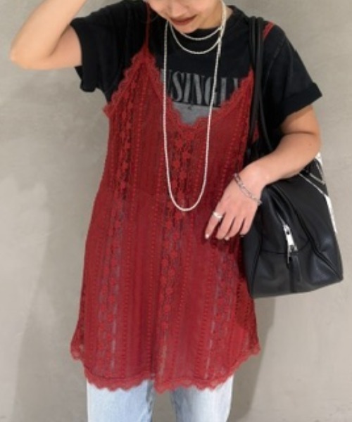 JEANASIS(ジーナシス)の「トリコットレースキャミソール/574731(その他トップス・レディース・ホワイト/ブラック/オレンジ系その他・FREE)」の3枚目の写真