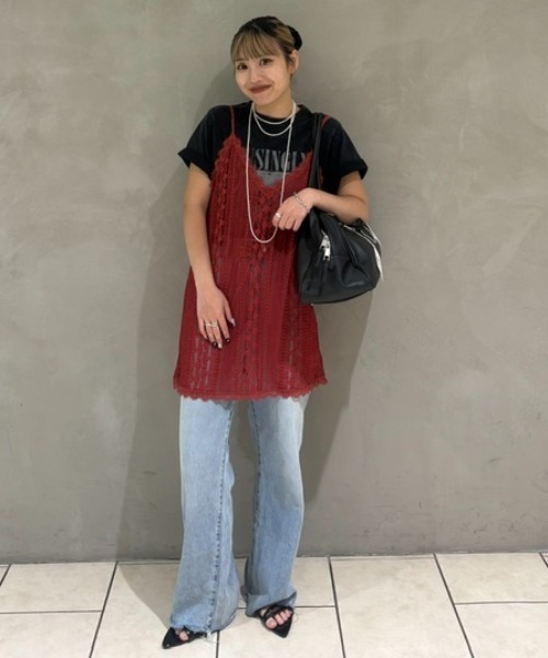 JEANASIS(ジーナシス)の「トリコットレースキャミソール/574731(その他トップス・レディース・ホワイト/ブラック/オレンジ系その他・FREE)」の6枚目の写真